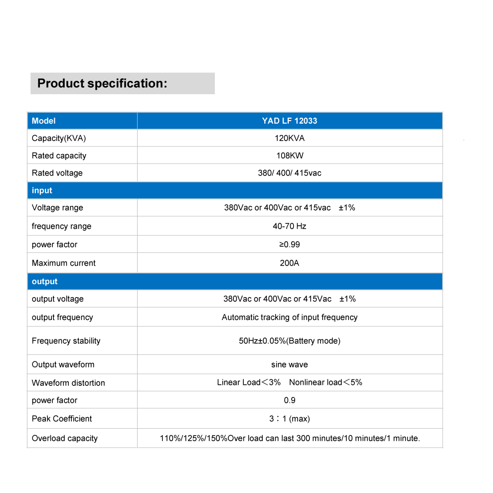 Low frequency Online UPS YAD LF 12033
