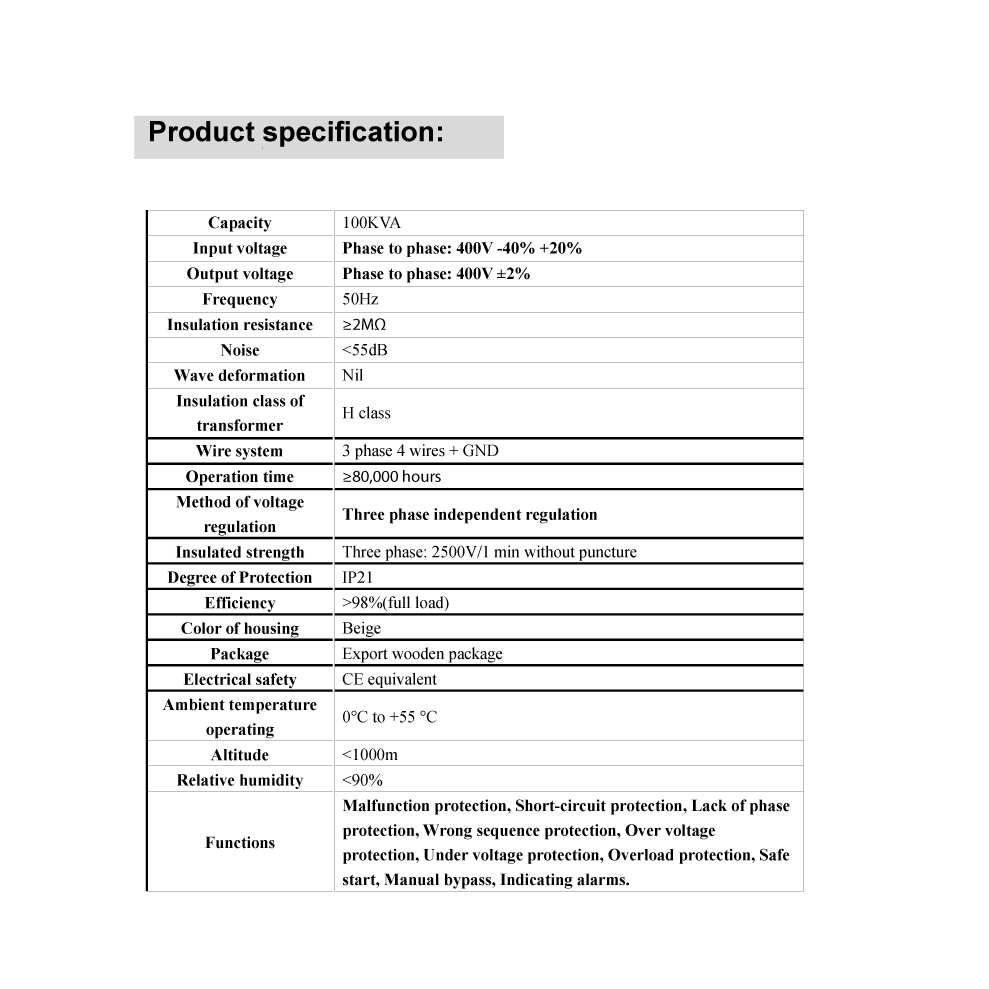 YFS MG 100KVA 400V